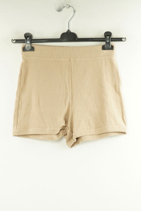 Krótkie spodenki dresowe beżowe prążkowane