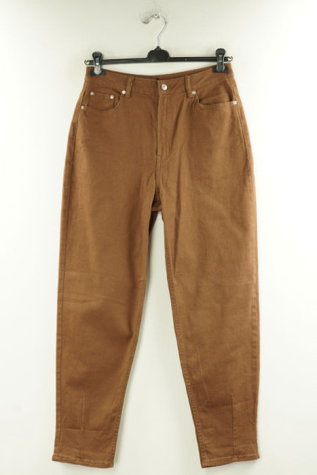 Spodnie brązowe jeansowe z szerokimi nogawkami i wysokim stanem