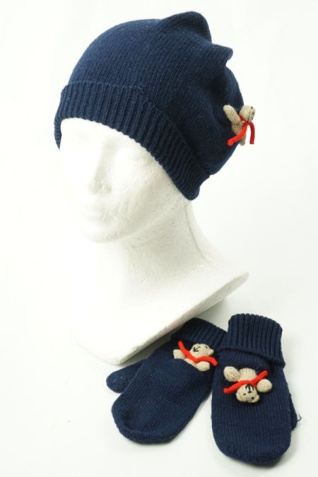 Czapka granatowa+rękawiczki