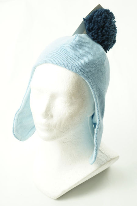 Czapka niebieska z pomponem