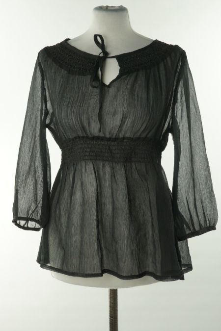 Bluzka czarna z koralikami, prześwitująca