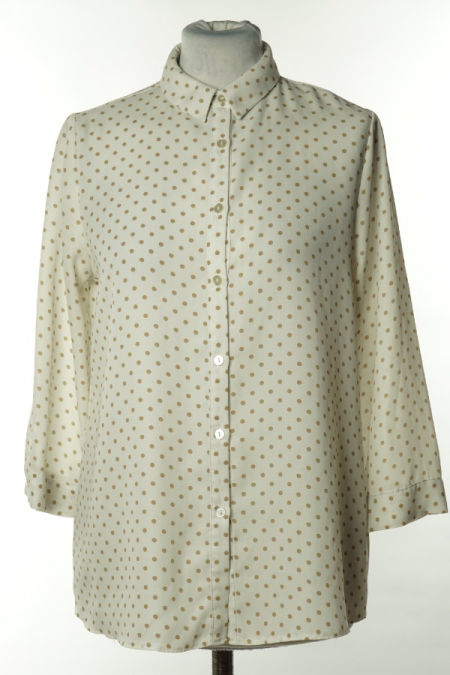 Koszula biała w beżowe kropki