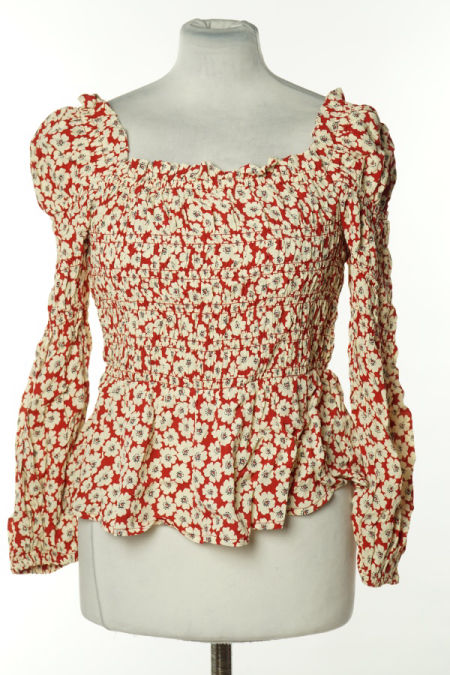 Bluzka czerwono kremowa w kwiat