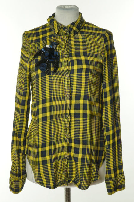 Koszula żółto-granatowa kraciasta