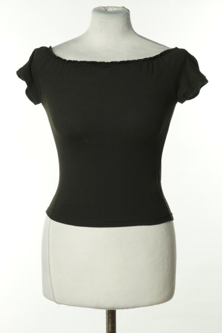 Koszulka czarna z marszczeniami przy rękawach