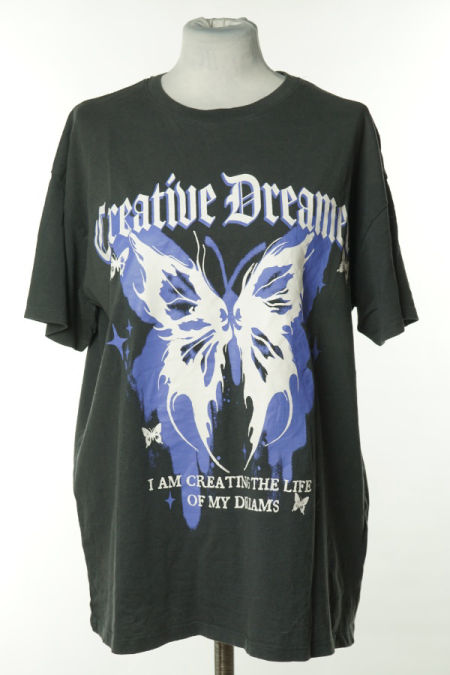 Koszulka grafitowa z biało - niebieskim nadrukiem