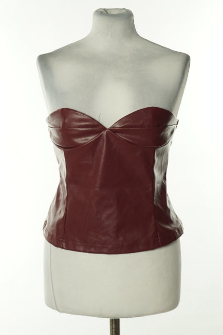 Top bordowy ekoskóra