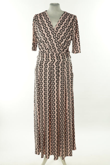 Sukienka kopertowa różowa w czarne wzory