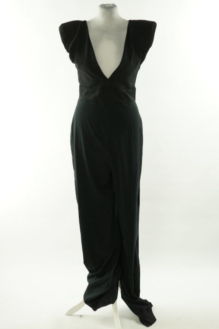 Kombinezon czarny długi na szerokich ramiączkach