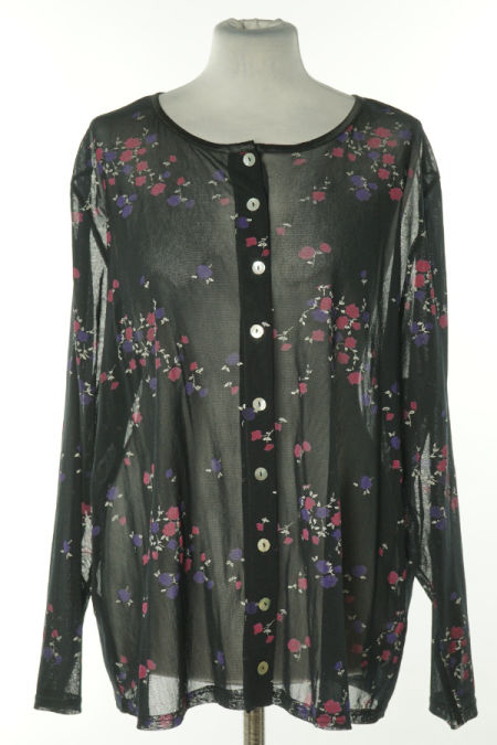 Koszula czarna w kwiaty prześwitująca