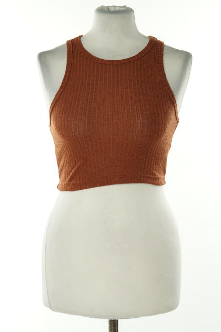 Top brązowy prążkowany sweterkowy