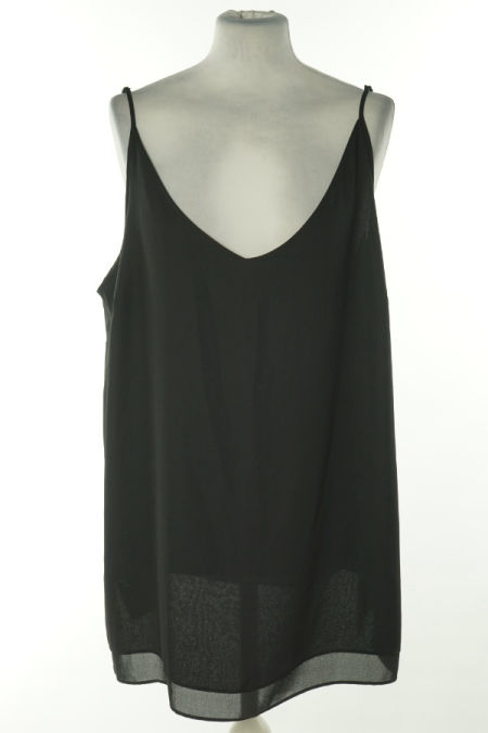 Bluzka czarna gładka na cienkich ramiączkach