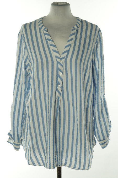 Bluzka koszulowa biało-niebieska w paski