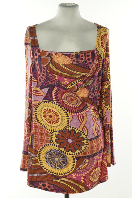 Bluzka wielokolorowa wzorzysta kopertowa