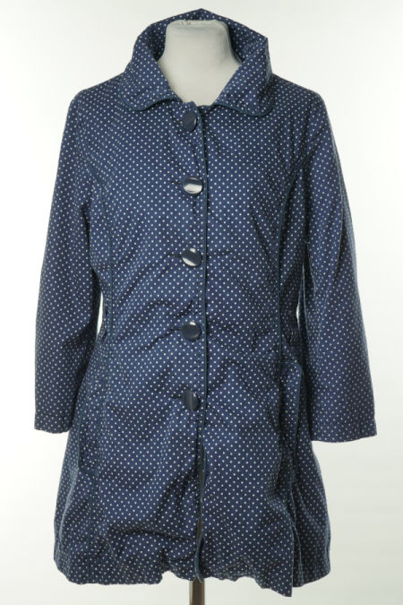 Płaszcz granatowy w białe kropki