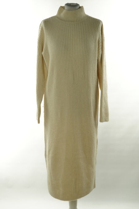 Sukienka beżowa prążkowana sweterkowa