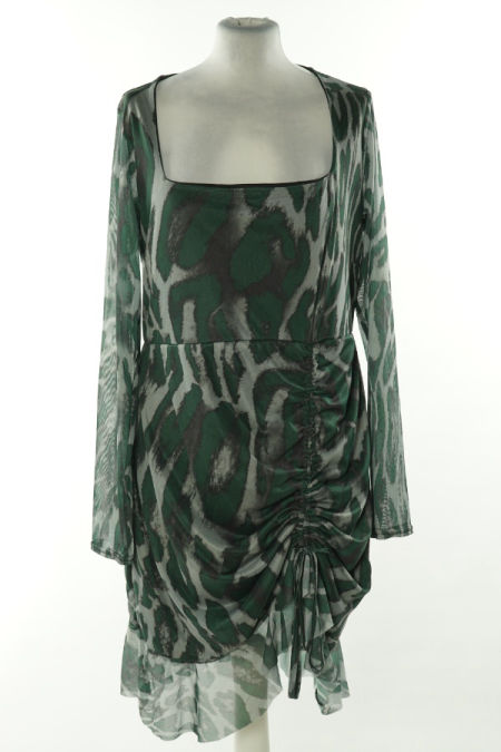 Sukienka szaro zielona drapowana