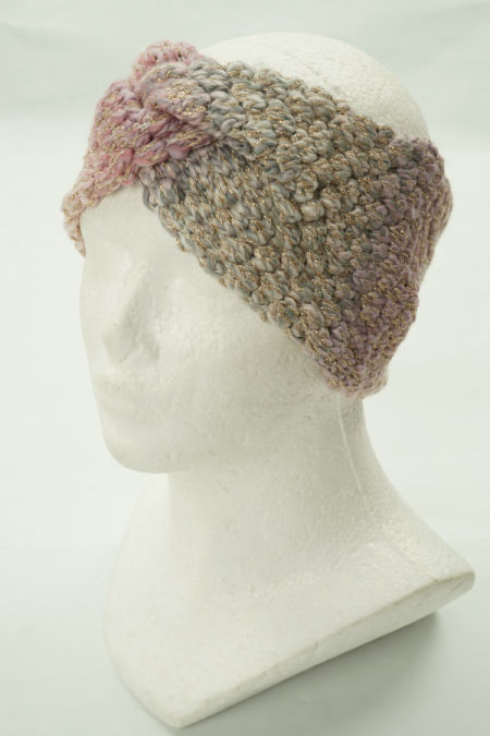 Opaska na głowę różowa sweterkowa