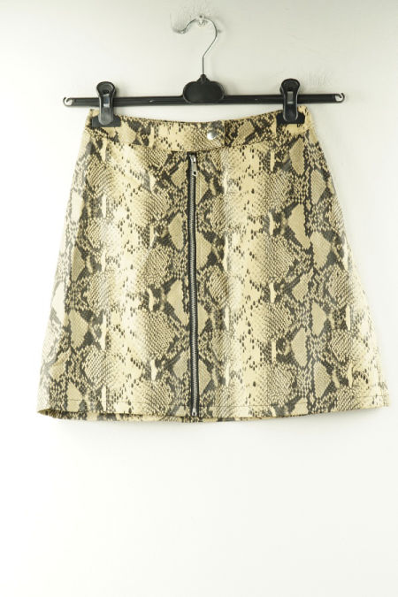 Spódnica beżowa w czarne cętki ekoskóra, PRIMARK