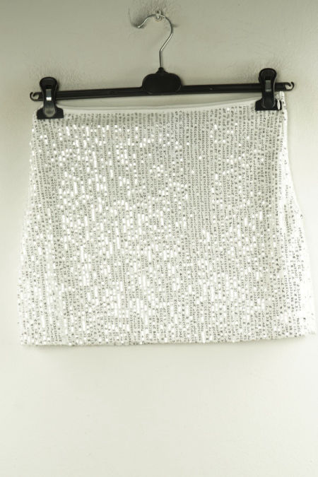 Spódnica biało-srebrna cekinowa