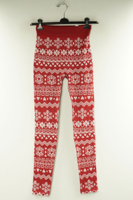 Legginsy czerwone w zimowe wzory