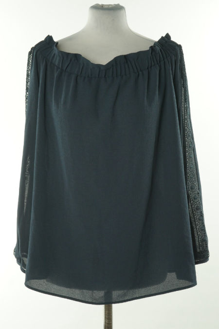 Bluzka granatowa z ażurowymi wstawkami