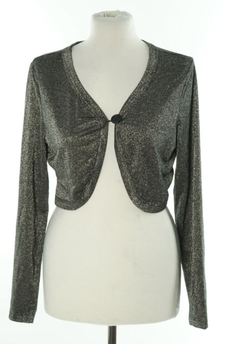 Bolerko grafitowe ze srebrną nitką