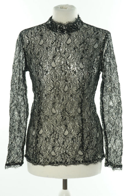 Bluzka prześwitująca czarna ze srebrną nitką